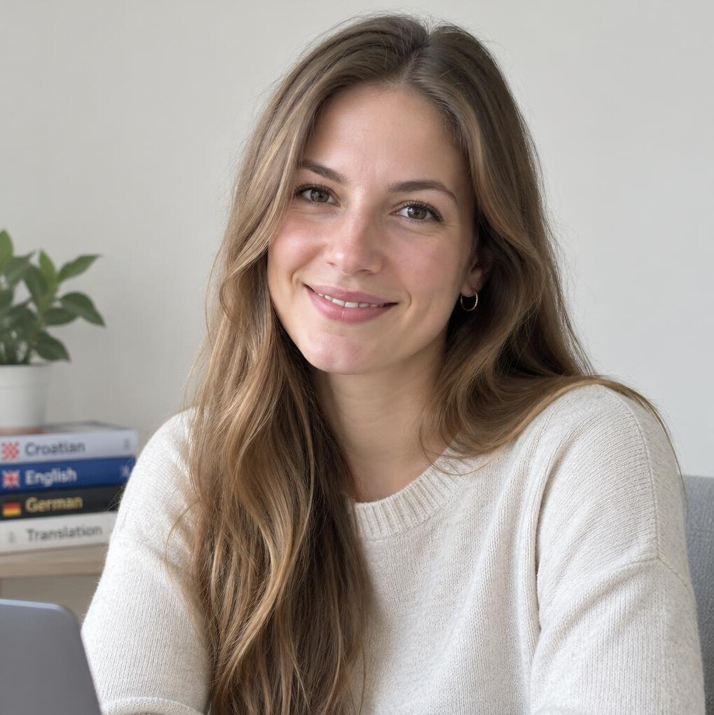 Portrait of a young woman translator smiling