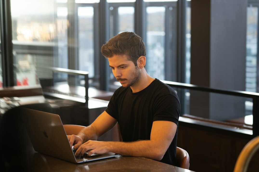 student using laptop
