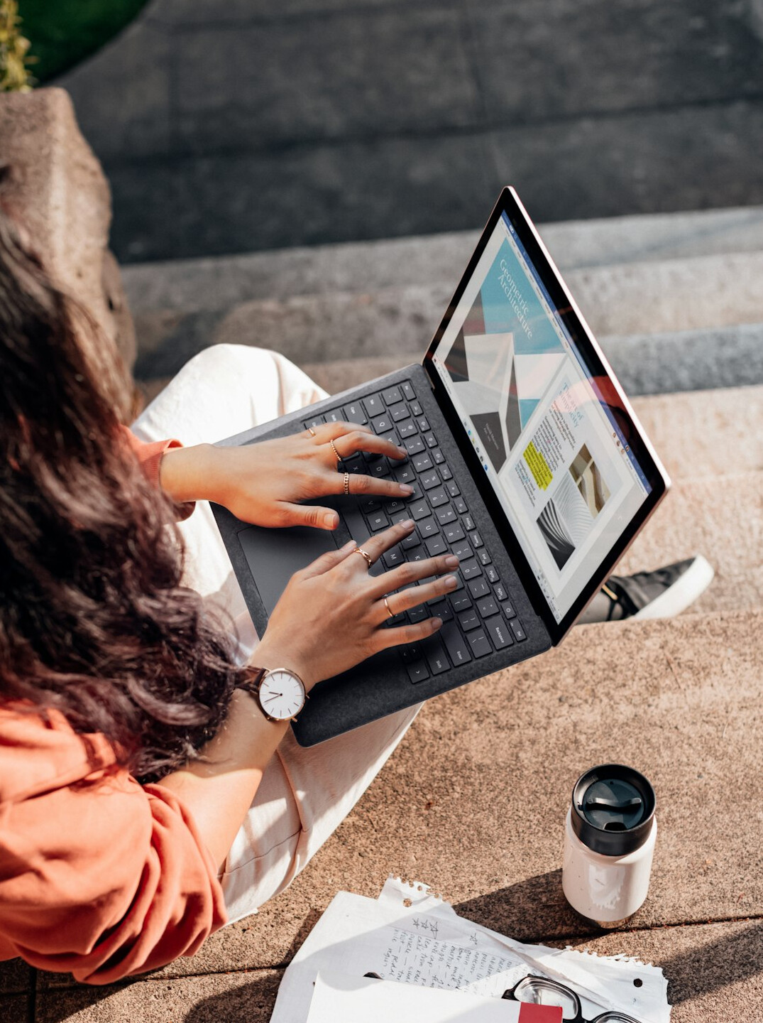 person using laptop software